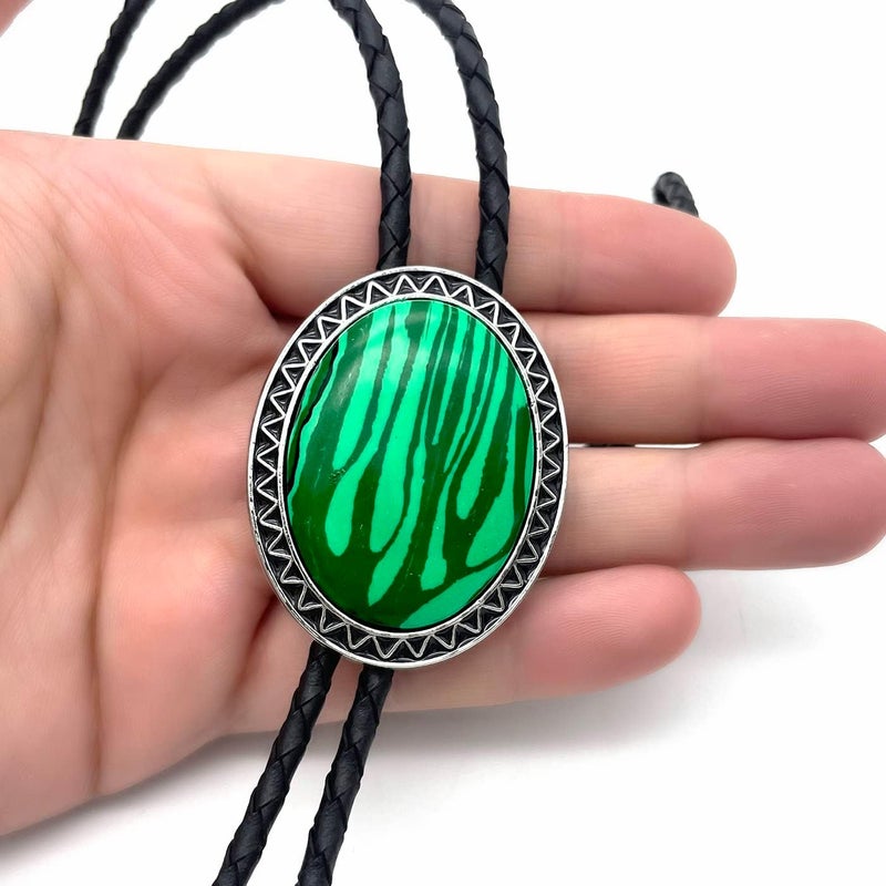 QUKE Stone Bolo Tie Native Western Cowboy Hand-woven Leather Bola Tie Necktie for Men Women - Image 3